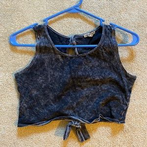 Acid wash Charlotte Russe crop top with back bows